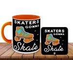 Whats Your Kick Roller Skating Skaters Gonna Skates Design Printed Orange Ceramic Coffee Mug with Desky and Tea Mug 325 ML