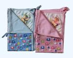 Maalove Combo of Soft Cotton Baby Bath Towel/Wrapper for 0-2 years Baby with Printed Waterproof Bed Protector Sheet Pink & Blue Pack of 2