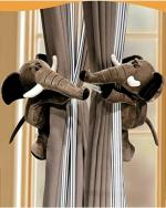 Tickles Cotton Elephant Toy Curtain Tie Backs Holder Clip 25 cm (Pack of 2)