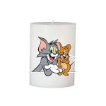 Floish Decor Premium Printed Cartoon (Tom & Jerry) 3x4 Inches Pillar Candle | Cartoon Candle | Candle for Kids | Home Decor Candle | Candle Gift Set (1 Pc)