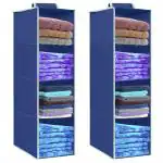 Unicrafts Non Woven Hanging 4 Shelf Foldable Wardrobe Closet Cloth Organizer Hanging Shelf Organizer Organize Your Life & Transform Your Mess into Order with Our StylishHanging (Pack of 02,Black)