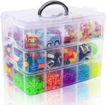 Cloudmart Plastic Transparent Earring Storage Box, 3 Layer with 30 Grid Portable Jewelry Craft Accessories Storage Box with Collapsible and Removable Dividers ( 30 Grid, Multi Color)