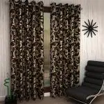 Home Sizzler 2 Pieces Classic Scroll Eyelet Polyester Window Curtains - 5 Feet, Brown