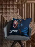 Marvel Captain America Digital Print Velvet Premium Fabric Cushion Cover 40X40 Cms