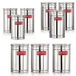 HAZEL Kitchen Steel Container Set Combo | Steel Storage Box For Kitchen | Steel Container For Kitchen Storage Set of 9 (800ml, 1200ml, 1700ml) | Ideal For Storing Rice, Cereal, Pulse, Snacks.
