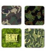 Whats Your Kick Indian Army Military Clothes With Army Quotes Printed Set of 4 Coaster With Metal Stand