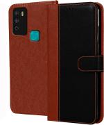 Hupshy Infinix Smart 4 Plus Black And Brown Leather Mobile Back Cover (Pack Of 1)