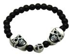 My Party Suppliers Black Skull Shaped Stretch Bracelet For Men And Women, Halloween Skull Bracelet Skull Head Wrist Chain White Wrist Cuff Bracelets Skeleton Wrist Jewelries For Women Men Daily