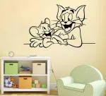 LANSTICK Black Tom with Jerry Self Adhesive Wall Sticker