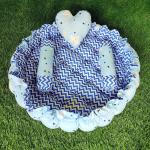 Motherhood Sky Blue Cotton Baby Tub Bed With 3 Pillows Bedding Set