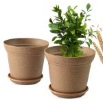 Eha Set of 2 Earth-Friendly Aura 10 Inch pots and Planters | Bamboo Based | UV Protected | for Indoor, Home Decor, Outdoor, Balcony & Garden | Tortilla