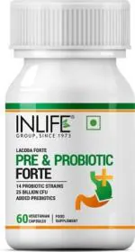 Inlife Pre and Probiotics & Prebiotics Forte 25 Billion CFU Supplement, For Men Women (60 Capsules)