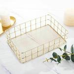 YMM DECOR Multipurpose Rectanglular Metal Mesh Storage Basket, Desk Organizer, Utility Tray & Desktop Organisation Bin for Office and Home