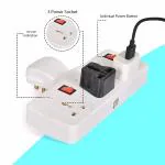 wHITEcHERRY 3 Port Universal Socket with Multi Plug Wireless Extension Board Individual Switches , Universal Sockets, Multi Plug: 3 in & 3 Plug