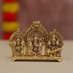 JANIJATRA Brass Ganesh Laxmi Saraswati Idol - 8 cm Handcrafted Divine Ganesha Lakshmi Saraswati Murti Statue for Home Pooja Décor