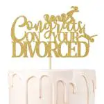 Festiko Congrats On Your Divorced Cake Topper, Happy Singles Party, Divorce Party Decorations, Divorce Theme dom Party At Last (Gold)