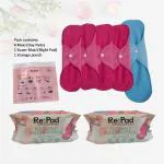 Re:pad Reusable Sanitary Pads for Women - Pack of 5 (4 Maxi Pink Pads + 1 Super Maxi Blue Pad)