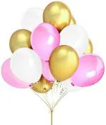 FANEX Rubber Solid Happy Birthday Metallic Balloon (Pack of 50)