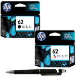 HP 62 Original Ink Cartridge (Black & Colour) (Set of 2) With ITGLOBAL 3in1 Multi-Function Pen