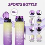 Kunya Water Bottle 1 Liters with Motivational Time Marker, Unbreakable Leakproof BPA-free Non-Toxic
