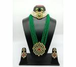 Gyaan Jewels Handmade Gold Plated Alloy Earring and Necklace Set Green Free Size