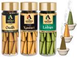 The Aroma Factory Incense Dhoop Cone for Pooja, Loban, Kasturi & Oudh 3 Bottles x 30 Cones