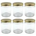Farkraft Store Gold Glass Jar with Metal Air Tight Lid (Pack of 6) l Ceramic jars l Glossy finish Jars l Designer Jars l Microwave proof l Latest design