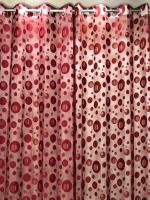 JARS Collections Set of 2 Net Sheer Maroon Circle Design Long Door Curtains(4x8 ft)