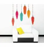 WOLPEP Multicolor Vinyl Colourful Feathers Wall Sticker