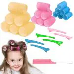 MAYCREATE Heatless Hair Curler Roller Kit, 3 Sizes Self Grip Magic Hair Roller Clips for Long, Medium and Short Hair with 6 Bang Clips, 1 Stainless Steel Hair Comb