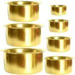 HOKOYA Golden Brass Cooking Patila Set 1.3 l, 1.5 l, 2 l, 2.3 l, 2.5 l, 3 l and 4 l (pack of 6)