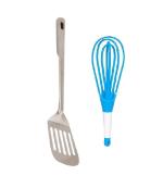BLUE WONDER Stainless Steel Kitchen Tools Egg Palta With Plastic Egg Whisk (Multicolour, Pack of 2)
