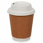 SANWALSA (250 ml ,Brown, 8 Oz)- Pack of 25-Piece Paper Disposable Ripple Cup with lid