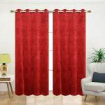 JARS Collections Set of 2 Emboss velvet suede Blackout Maroon Door Curtains(4x7 ft)