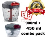 WHITE WAVE Manual Chopper 450 ML And 900 ML Combo, Color Black, Pack Of 2