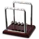 WKM Newtons Cradle with Steel Balls, Polished Wooden Base
