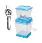 URBAN BUY Stainless Steel Lemon Squeezers With Sharp Blades Plastic Body Onion Cutter and Multicolour, (Pack of 2)