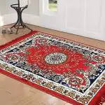 Multipurpose Traditional Velvet Pooja Aasan , Prayer Mat , Meditation Mat & Rugs 2.5 x 4 Feet ( Pack of 1 ) Red