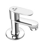 Rocio Wash Basin Taps for Home, Heavy Brass Pillar Cock Tap for Bathroom, Washbasin & Kitchen Sink Faucet in Chrome Finish with Round Flange