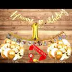 SV Traders 1st Birthday Special Combo Of 33 Pcs-Golden Cursive Banner