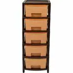 Regalo Plastic 5-Drawer Storage Organizer Unit for Closet, Bamboo