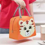 SHAKTISM Lunch Bags Insulated Lunch Tiffin Carry Bag | Cartoon Smiley Size Hot Cold Bag for Office Travel School Picnic for Girls, Boys, Men & Women (Tiger Orange)
