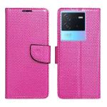 A D Enterprises Net Pink Flip Cover for Iqoo Neo 6 5G | Magnetic Case | Shock Absorbent | Flip Cover Iqoo Neo 6 5G