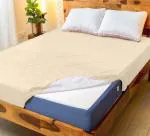 GADDA CO 100% Waterproof Mattress Bed Cover with Protector Terry Cotton Breathable and Ultra Soft Elastic Fitted Bed Cover Single Bed 6.5 X 4 Feet Beige