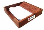 PEBBLECRAFTS Brown Wood Napkin Holder 17.8 x 17.8 x 5.3 cm