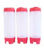Bakers Pardise FIFO Bottles for Kitchen Use Squeezy Sauce Bottle Red Color Lids 450ML Pack of 3