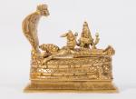 Arihant Craft God Vishnu Idol Lakshmi Narayan Handcrafted Showpiece - 15 cm (Brass, Gold)
