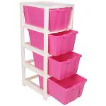 Joyful Studio 4 Xl(Extra large), Modular Drawer, Virgin Plastic for Home, Office, Parlor, School, Doctor, Home and Kids, Product Dimension when assembeled (31cmx39cmx80.9cm), Colour Pink