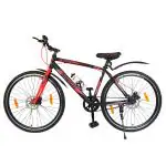 Addo India 700 X 35C Greco Matt Black/ M. Neon Red Bicycle, Steel tig Welded Frame, Regid Hibrid Frok, Double Disc Brake, Ideal For 13 Years, Tyre - 700 X 35C.
