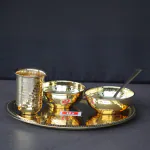 Indian Bartan Hammered Brass Plate set